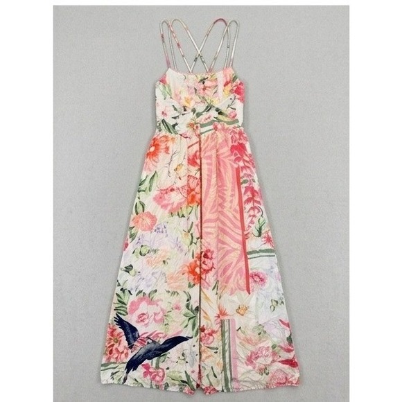 Maaji Dresses & Skirts - Maaji Maxi Dress Womens Small Multicolor Floral Tropical Boho Bird Print Slit